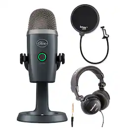 Blue Microphones - Blue Yeti Nano USB Microphone (Shadow Gray) with Headphones and Filter Bundle