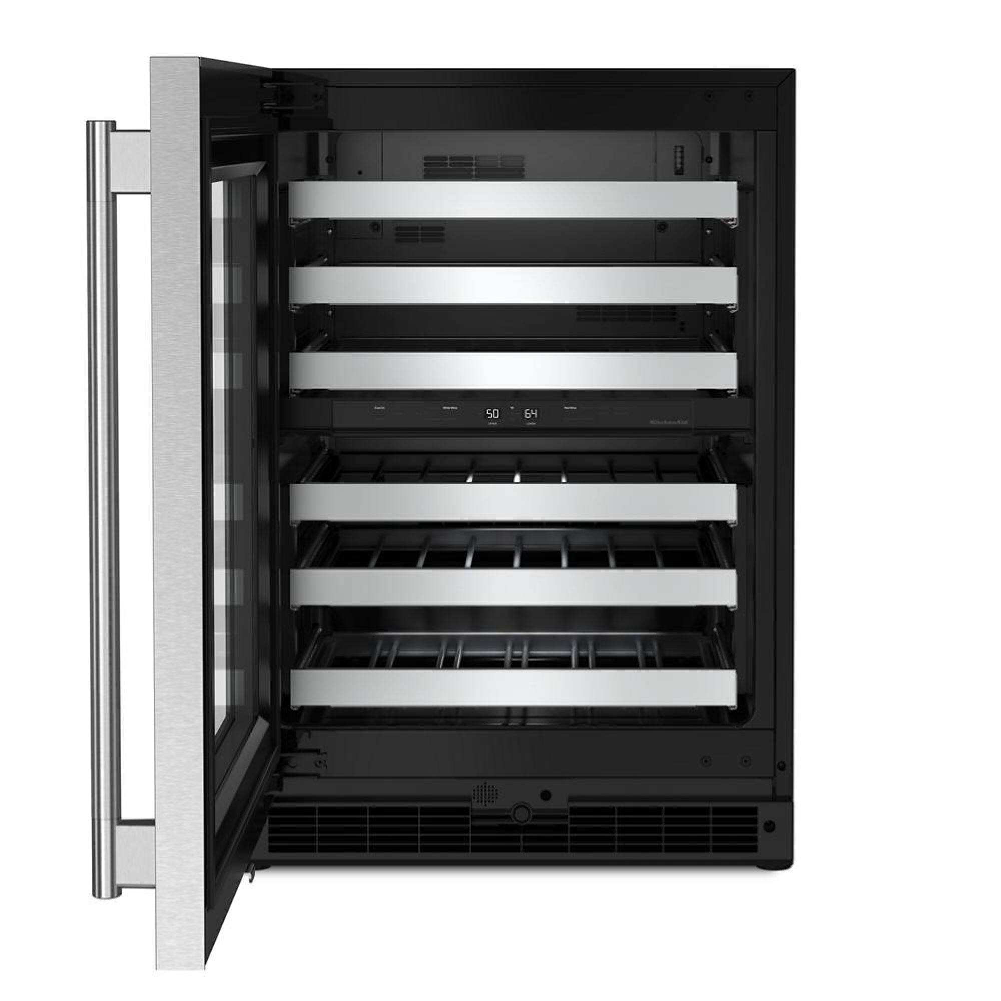 Alt View 1. KitchenAid - 46-Bottle Wine Cellar - Black Cabinet/Stainless Doors.