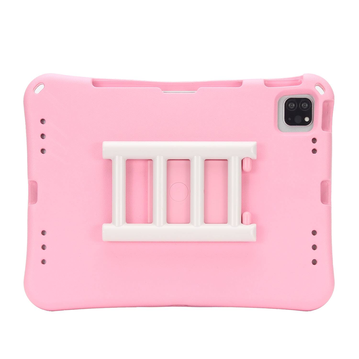 Back. Dteck - for Apple iPad Air (M4) 11" 2026/(M3) 2025/(M2) 2024 Rugged Case,Shockproof Heavy Duty EVA Cover with Rotating Stand - Pink.