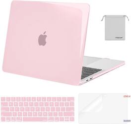 mosiso - MacBook Pro 13" hard shell case with keyboard skins, screen protector and storage bag - Rose Pink