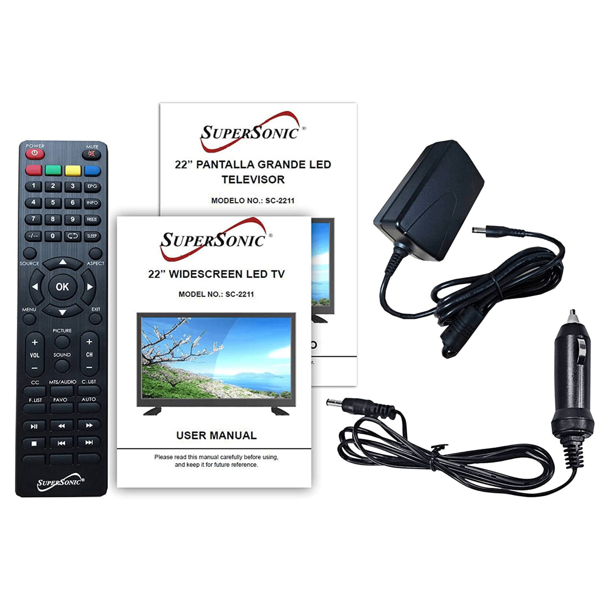 **POWER 5 2 3 MUTE DE EPC SUPERSONIC 22" PANTALLA GRANDE LED TELEVISOR 4 5 e IFO MODELO NO.: SC-2211 7 5 -.**

**D CD SIPP SUPERSONIC SOURCE OK ASPECT 22" WIDESCREEN LED TV MODEL NO.: SC-2211 MEN Ta PICTURE + VOL SOUND + CH C - - CC MTS/AUDIO C LIST FUS PAYO AUTO H - - I USER MANUAL**

**Please read this manual carefully before using, and keep it for future reference.**

**SUPERSONIC**

**22" PANTALLA GRANDE LED TELEVISOR**

**MODELO NO.: SC-2211**

**SUPERSONIC**

**22" WIDESCREEN LED TV**

**MODEL NO.: SC-2211**

**USER MANUAL**

**Please read this manual carefully before using, and keep it for future reference.**