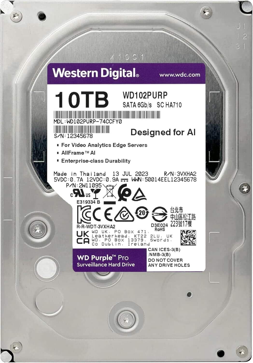 Western Digital Purple Pro 10 TB Smart Video Internal HDD