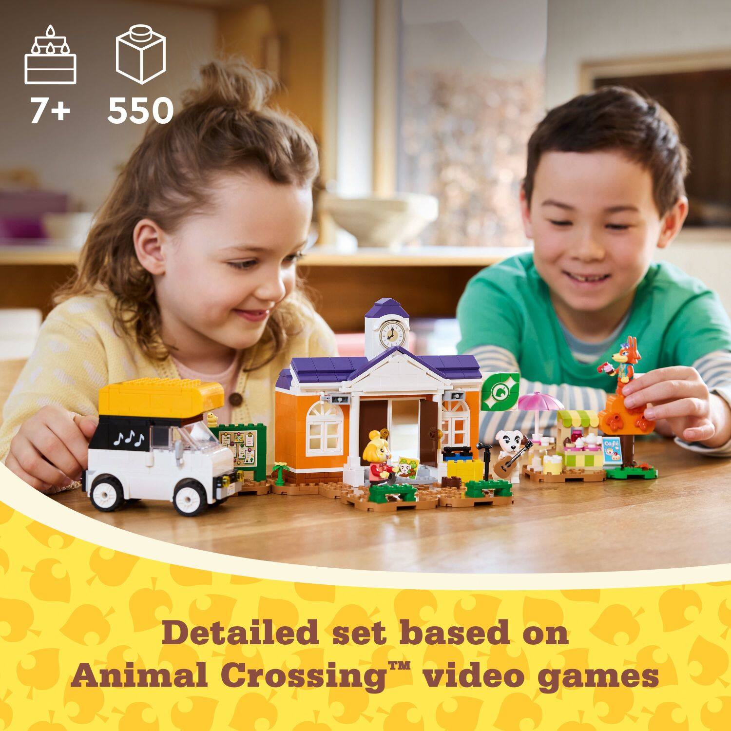 The text on the image reads: "7+ 550 coP Detailed set based on TM Animal Crossing video games."