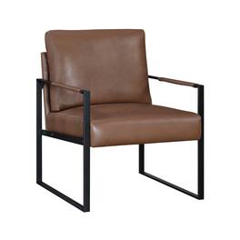 Ecooso - Modern Accent Chair, Faux Leather Upholstery, Cushioned Seat, Metal Frame - Brown