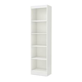 SlickBlue - 5-Shelf Slim Bookcase Storage Shelves for Living Room or Bedroom - White