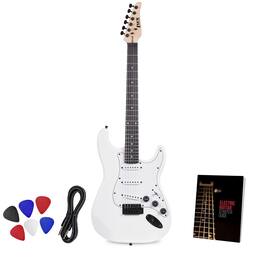 Lyxpro - CS 39” Electric Guitar Kit for Beginner with Amp Cable, 6 Picks & Guide - White