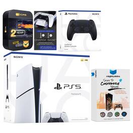 Playstation 5 Slim Disc with Extra Controller, Charging Dock and MightySkins Decal Voucher + 2 Year - PlayStation 5