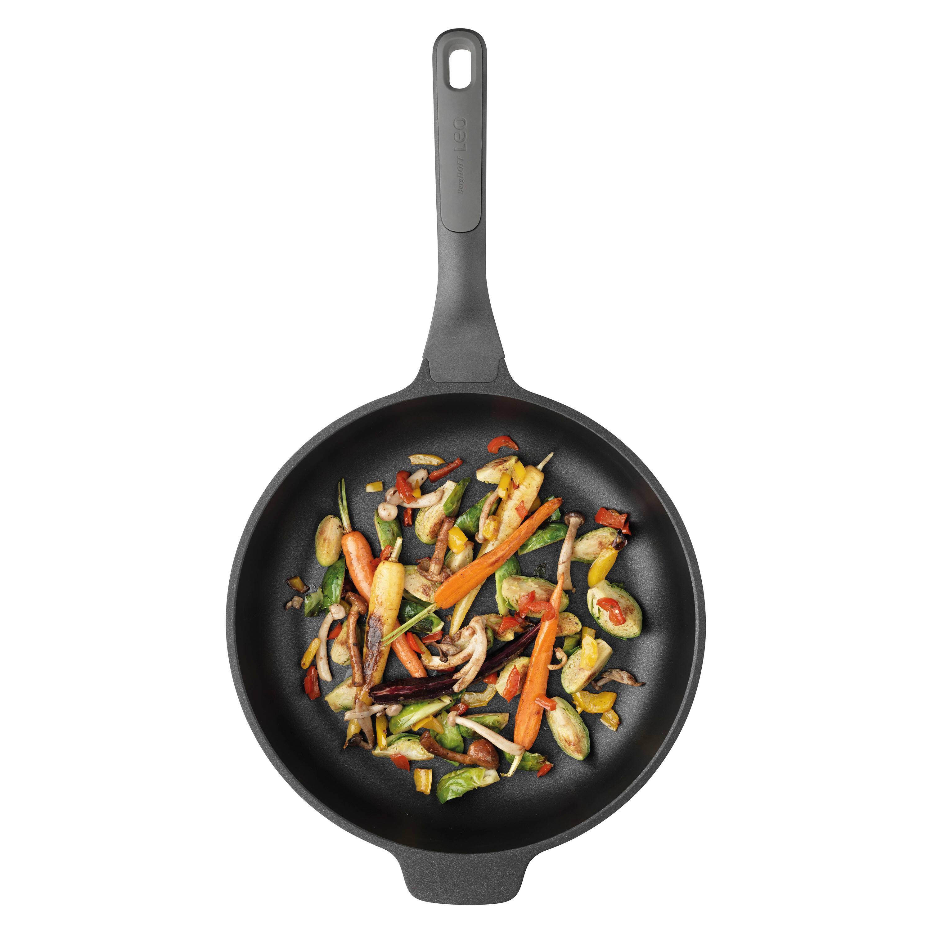 Left. BergHOFF - BergHOFF Leo Stone+ Nonstick Ceramic Aluminum Fry Pan 11", Recycled - Black.
