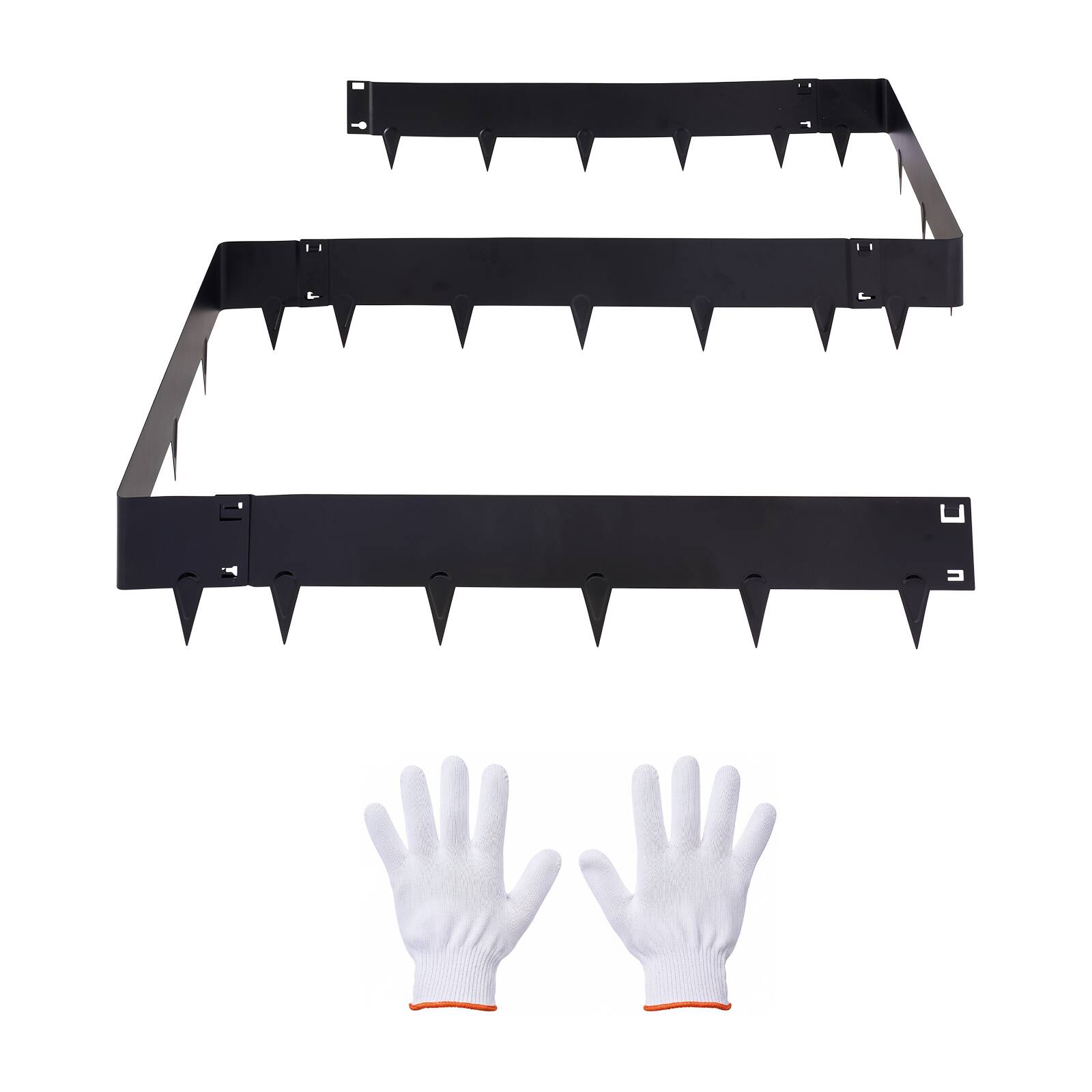 Front. VEVOR - Galvanized Steel Landscape Edging, 6-Pack 40 x 8.15 Inch Metal Edging for Landscaping with Gloves, Easy-to-Install - Black.