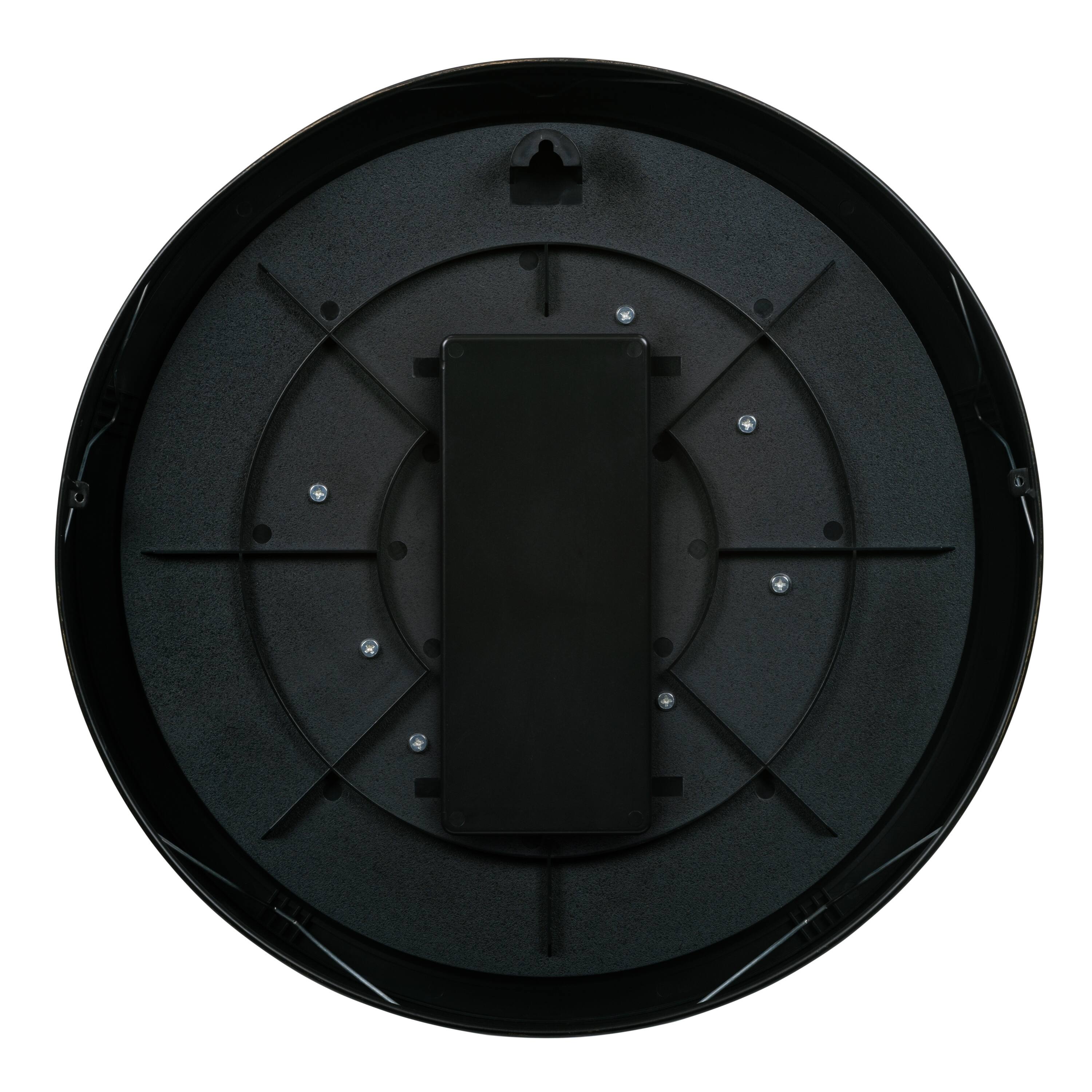 Back. La Crosse Clock Co. - 15 Inch Oil-rubbed Quartz Analog Wall clock with Moving Gears - Bronze.