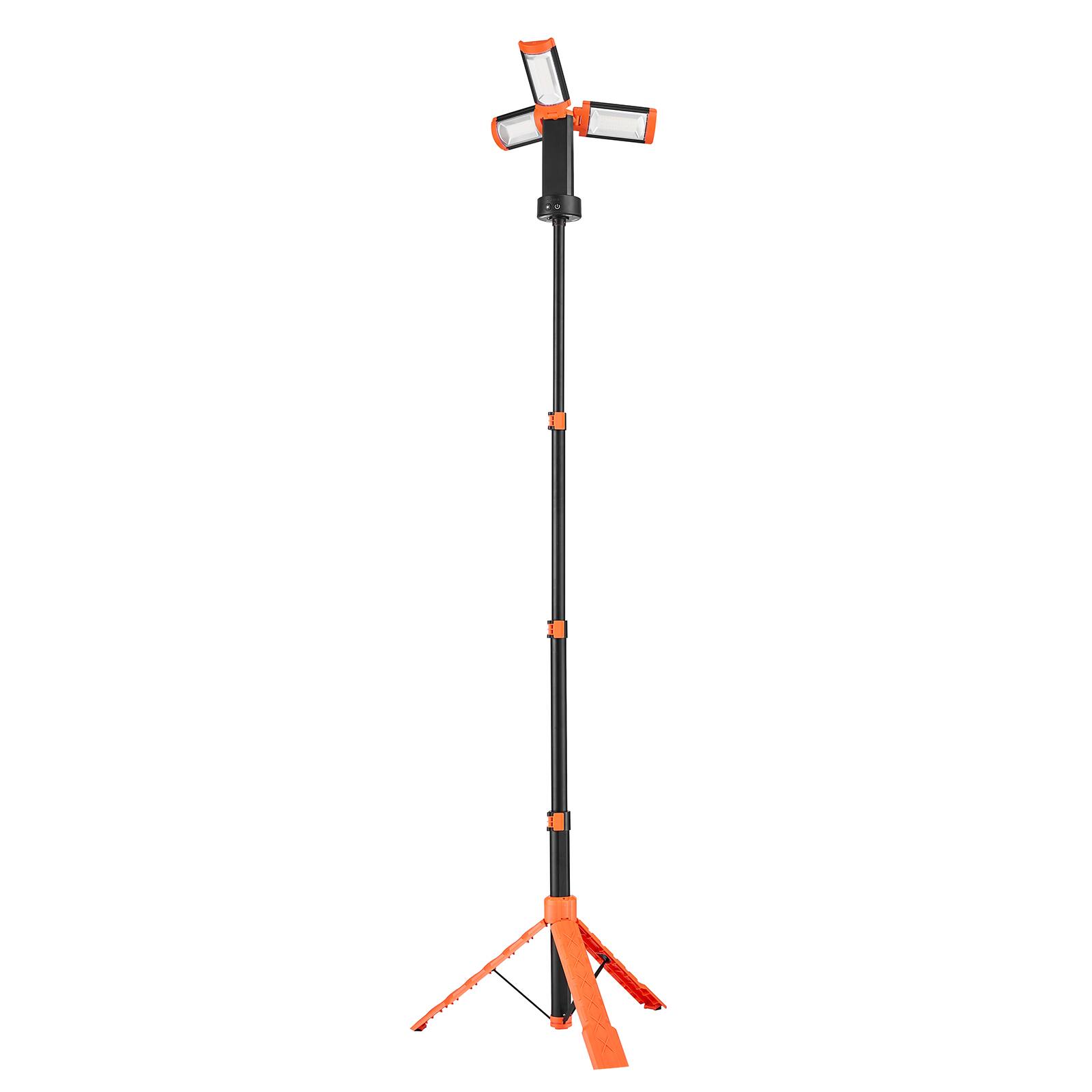 Alt View 5. VEVOR - LED Work Light with Stand, 10Ah, Rechargeable Cordless Camping Light, with 3 Lamp Heads, Detachable Tripod Stand - Orange + black.