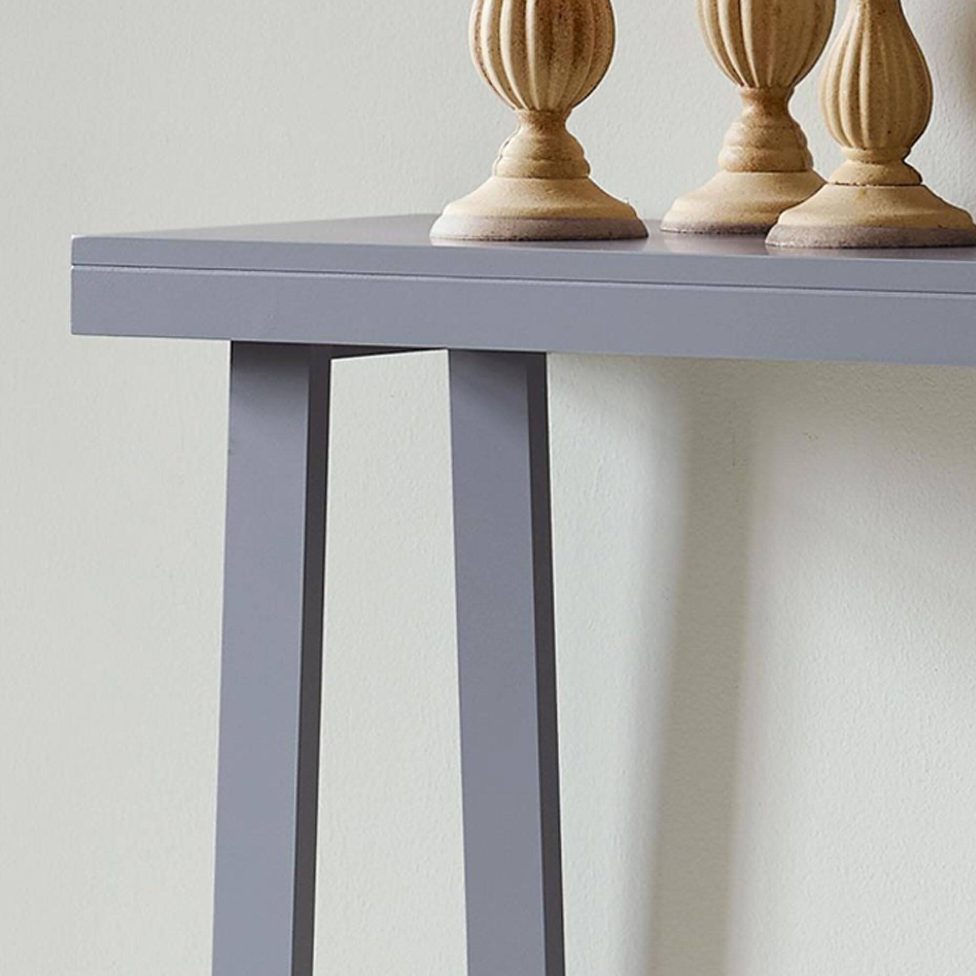 Back. Kings Brand Furniture - Kings Brand Furniture Emma Narrow Console Table with Lower Shelf - Medium Grey.