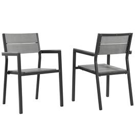 Maine Outdoor Patio Dining Armchair Set of 2 by Modway - Brown Gray