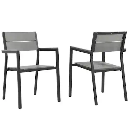 Front. Modway - Maine Outdoor Patio Dining Armchair Set of 2 by Modway - Brown Gray.
