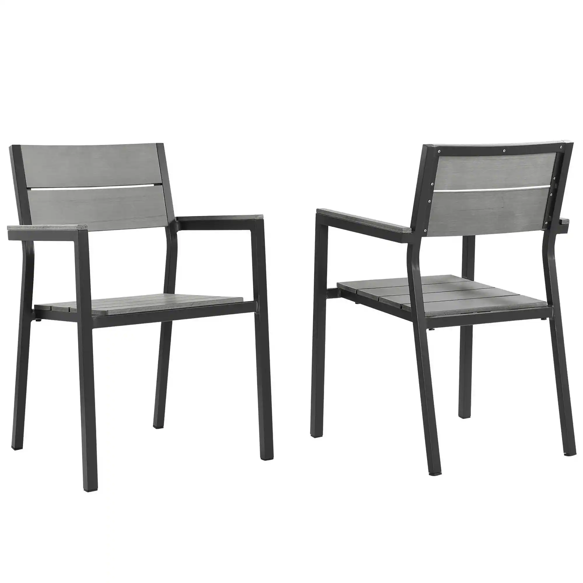 Front. Modway - Maine Outdoor Patio Dining Armchair Set of 2 by Modway - Brown Gray.