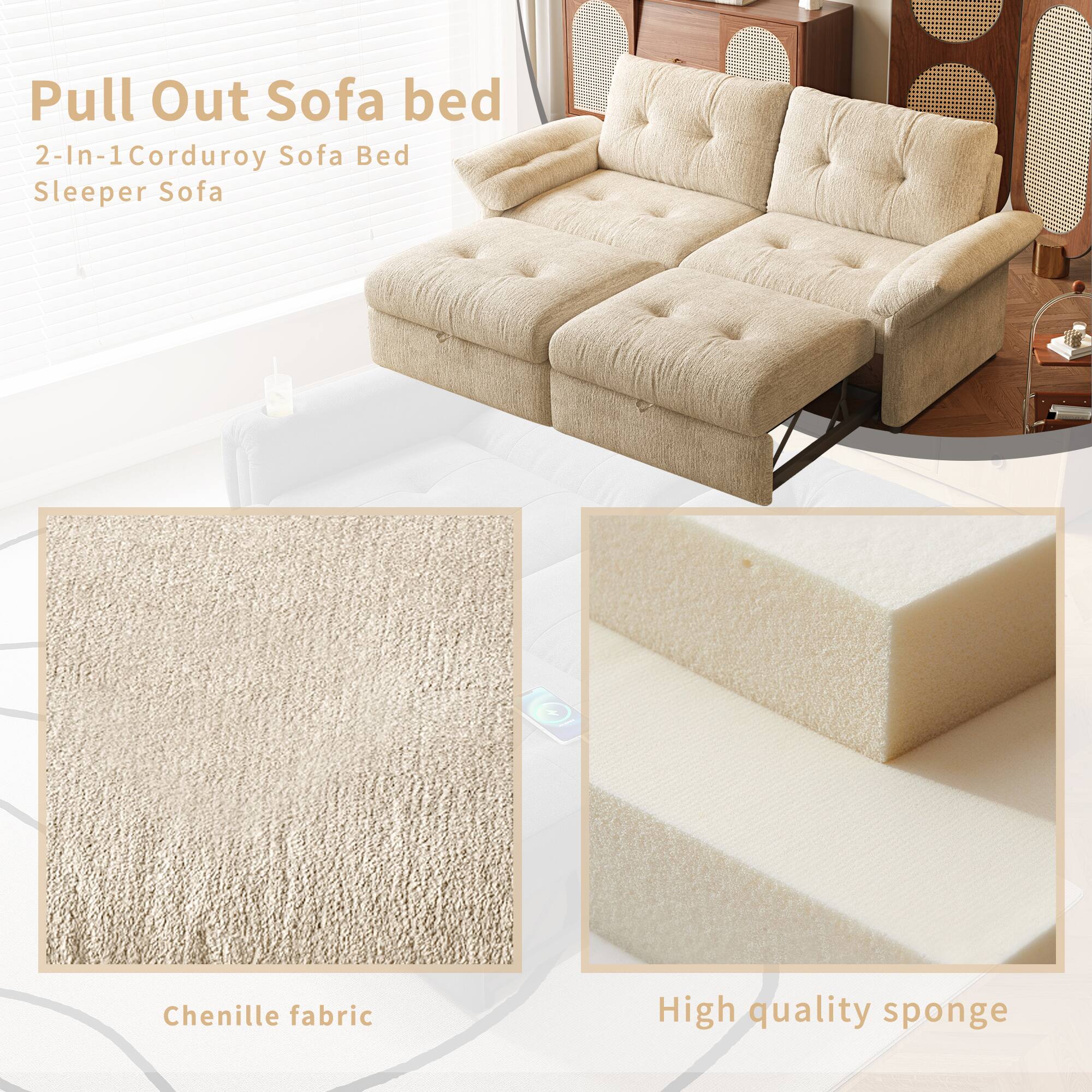 Pull Out Sofa bed  
2-In-1 Corduroy Sofa Bed Sleeper Sofa  
Chenille fabric  
High quality sponge