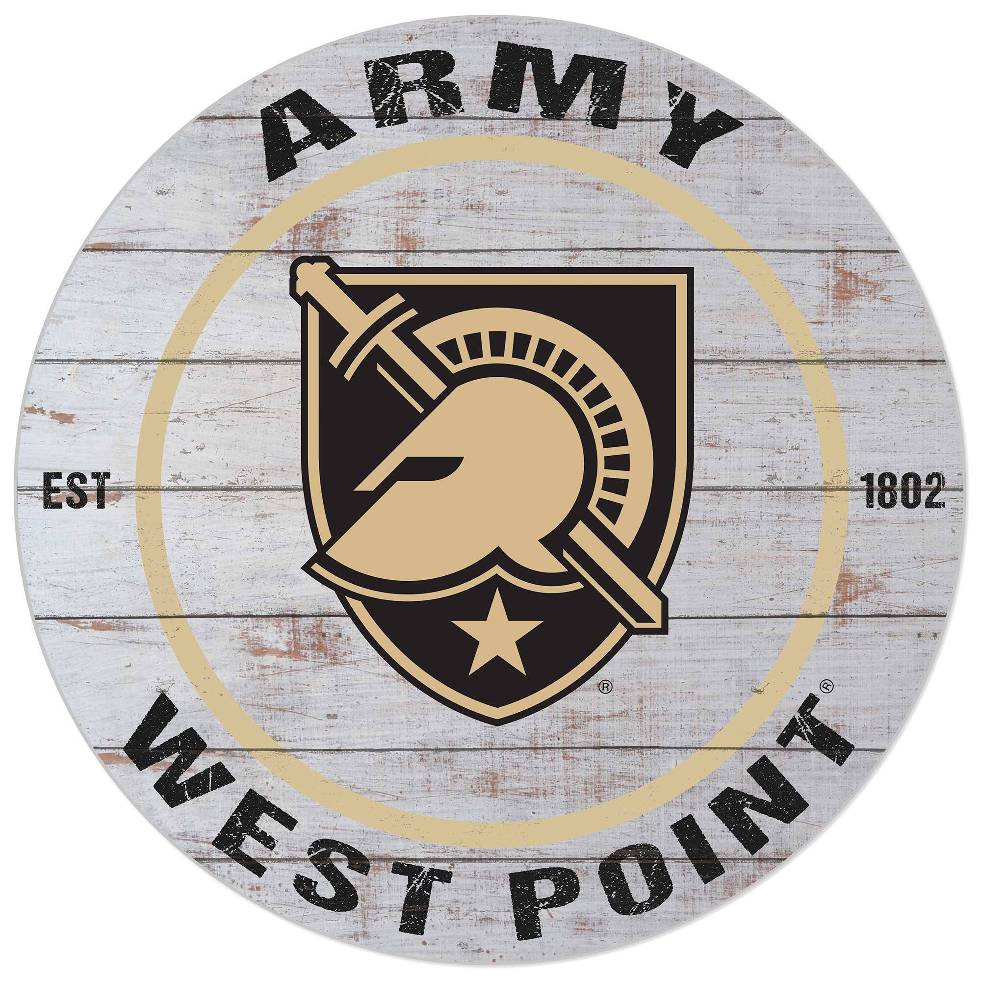 White Army Black Knights 20'' x 20'' Indoor/Outdoor Weathered Circle Sign