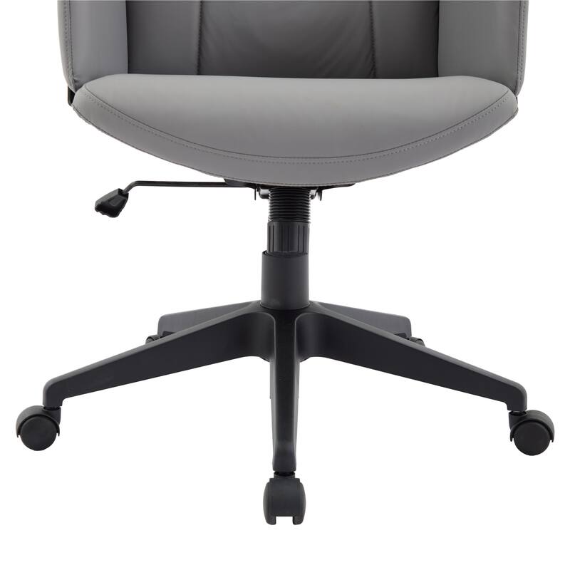 Alt View 7. LeisureMod - Inifini High Back Office Chair Ergonomic PU Leather Lumbar Support Foam Cushion Iron Frame - Grey.