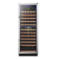 Lanbo - 24 Inch 141 Bottle Dual Zone Wine Cooler with Precision Digital Thermostat and Double-Layer Glass Door - Black - Front_Zoom