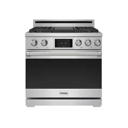 Front. Thor Kitchen - 6.0 Cu Ft. Freestanding Dual Fuel Gas Range With 5 Burners - Stainless Steel.
