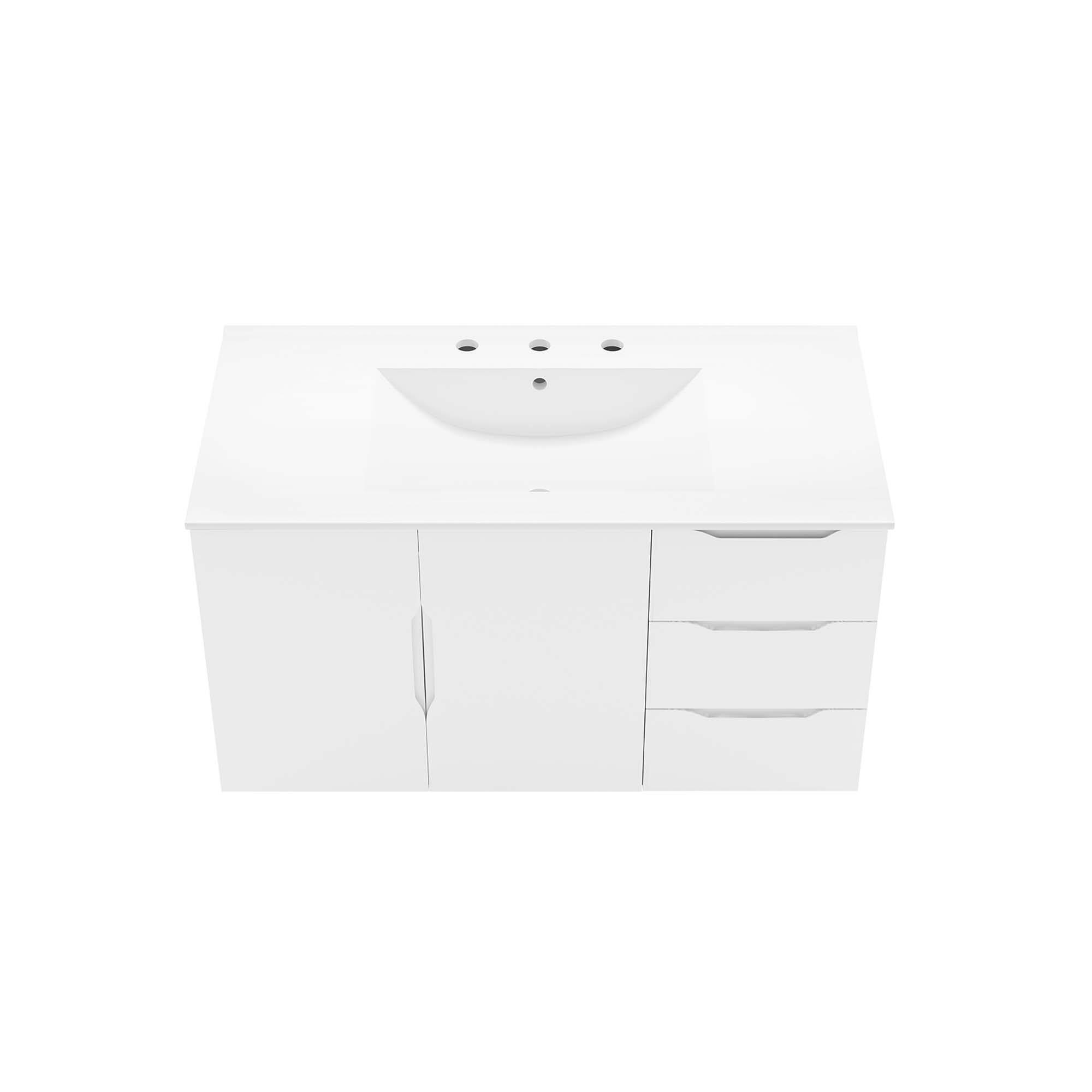 Alt View 4. Modway - Vitality Bathroom Vanity Basin Included by Modway - White White.