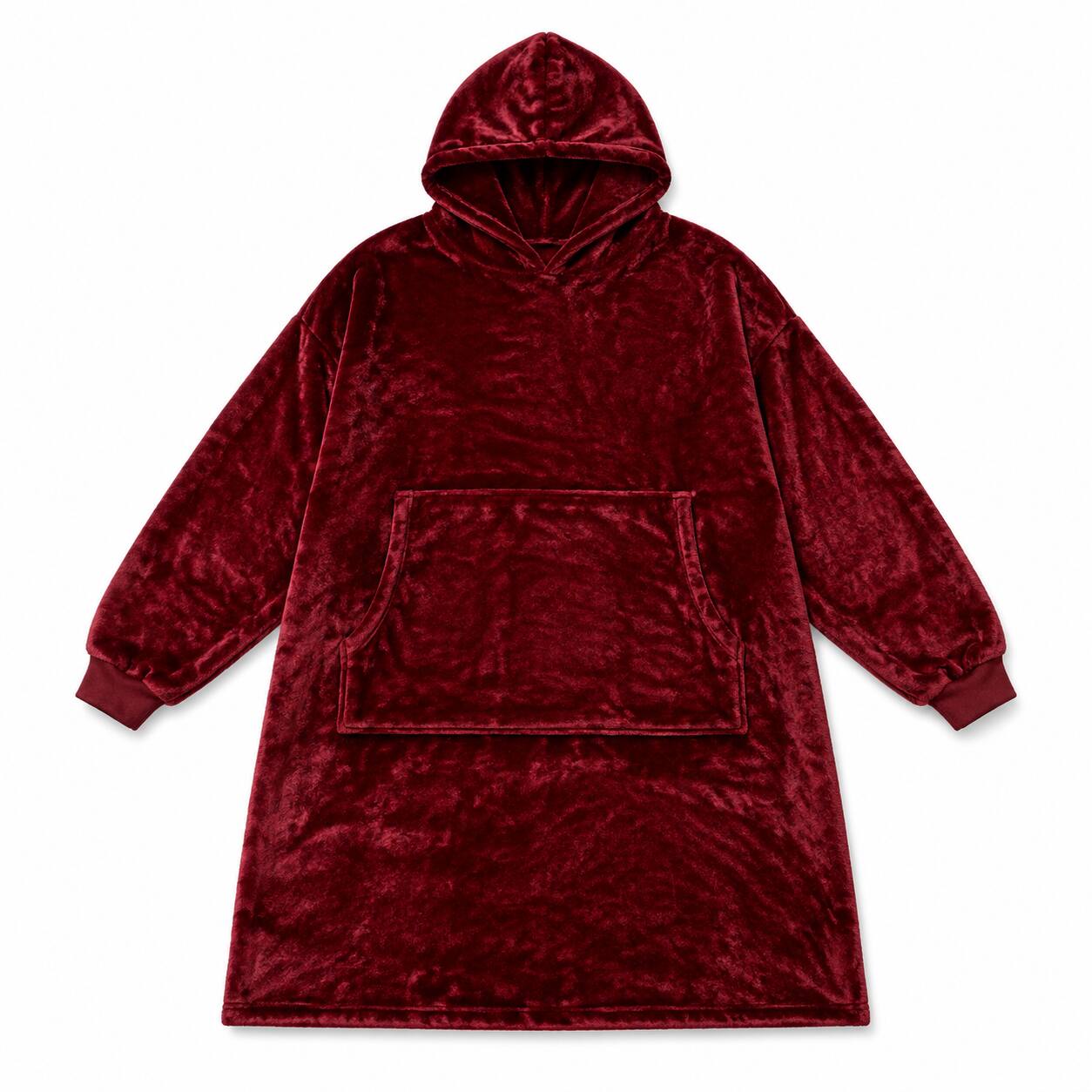 Front. Oumilen - Oversized Wearable Hoodie Blanket, 55.1 Inch XL Super Soft Flannel Hooded Blanket Sweatshirt with Pocket,Burgundy - Burgundy.