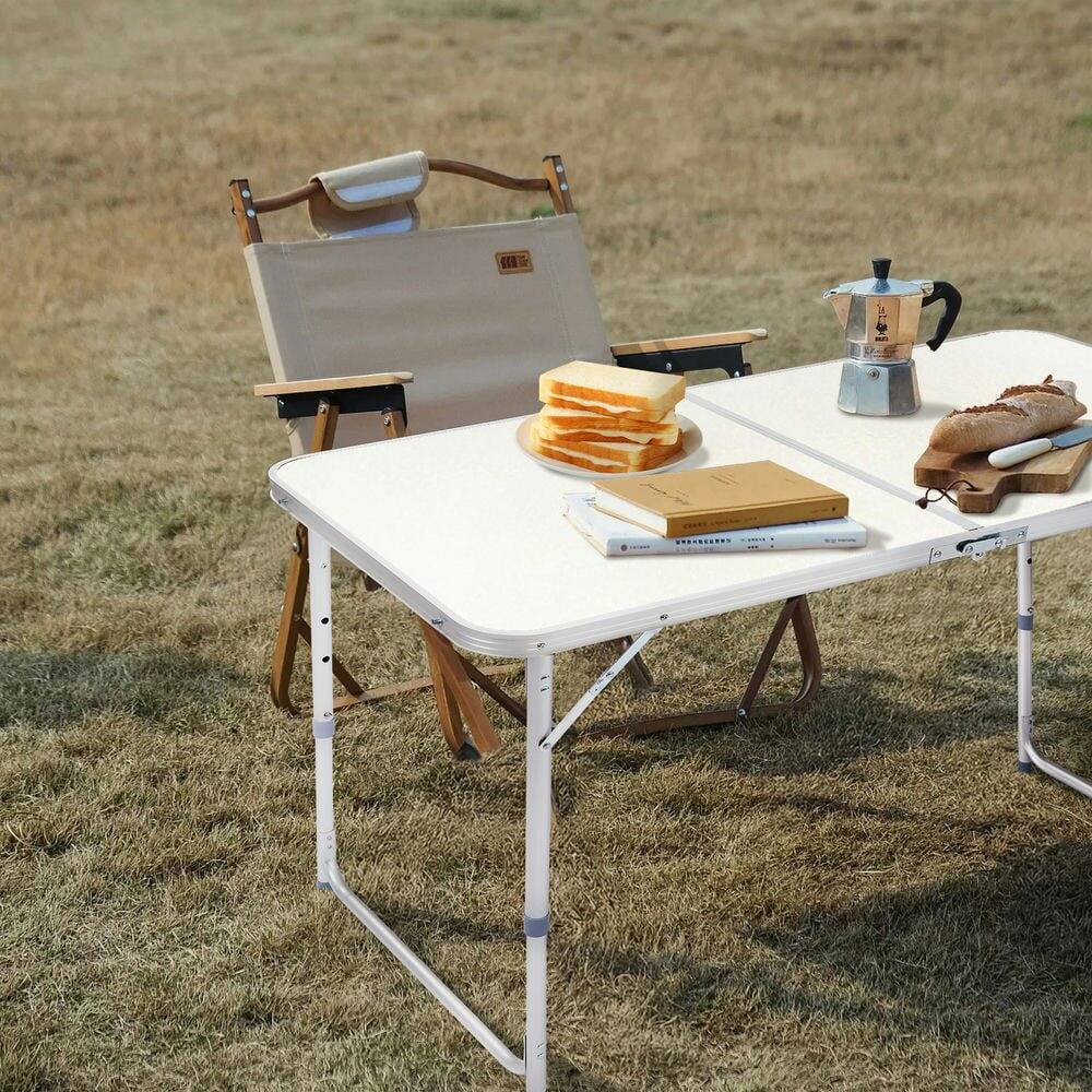 Alt View 8. Resenkos - Resenkos Portable Multi-Use Folding Table 4Ft - Wood Grain Design, Versatile Tabletop For Home, Outdoor Events, White - White.