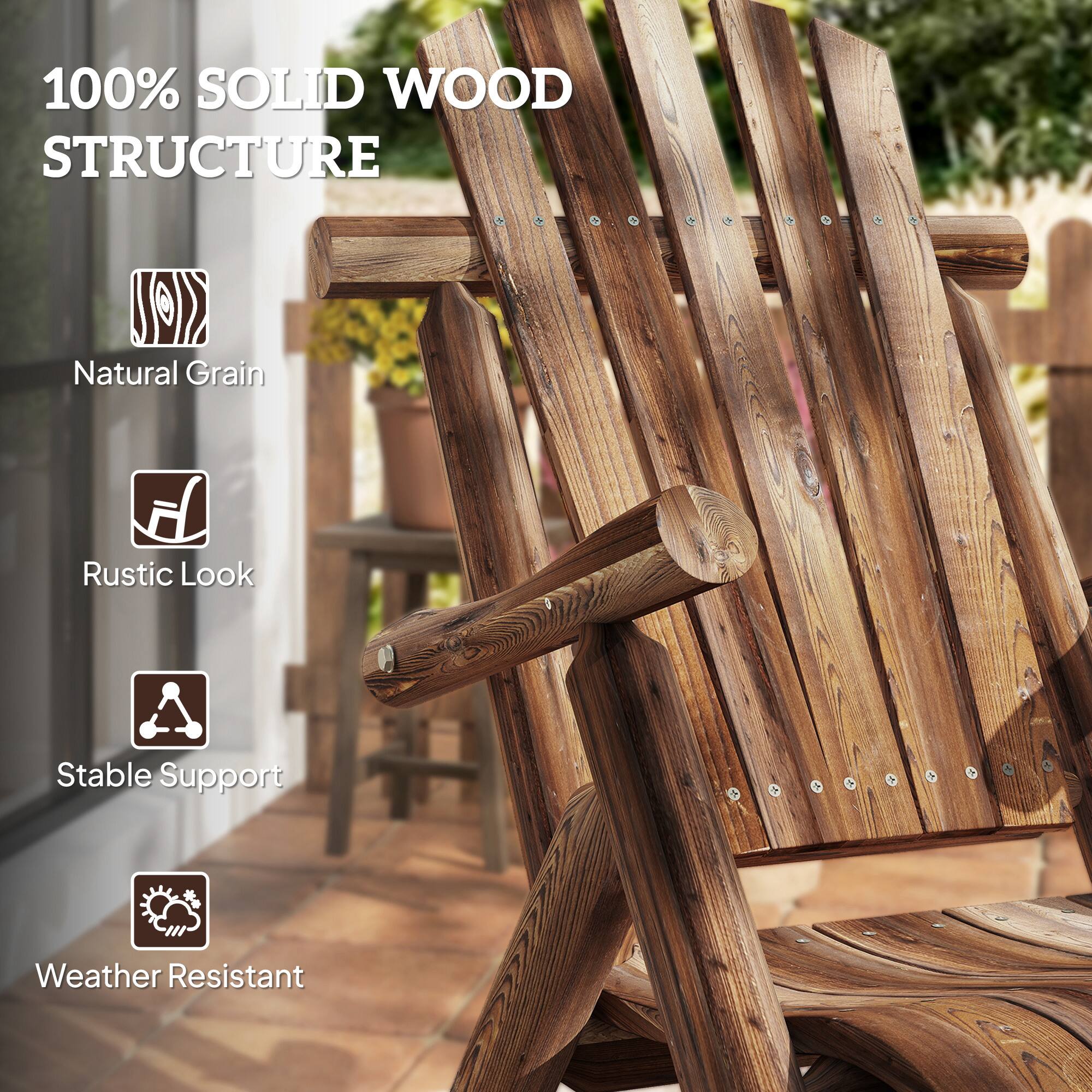 100% SOLID WOOD STRUCTURE

- Natural Grain
- Rustic Look
- Stable Support
- Weather Resistant