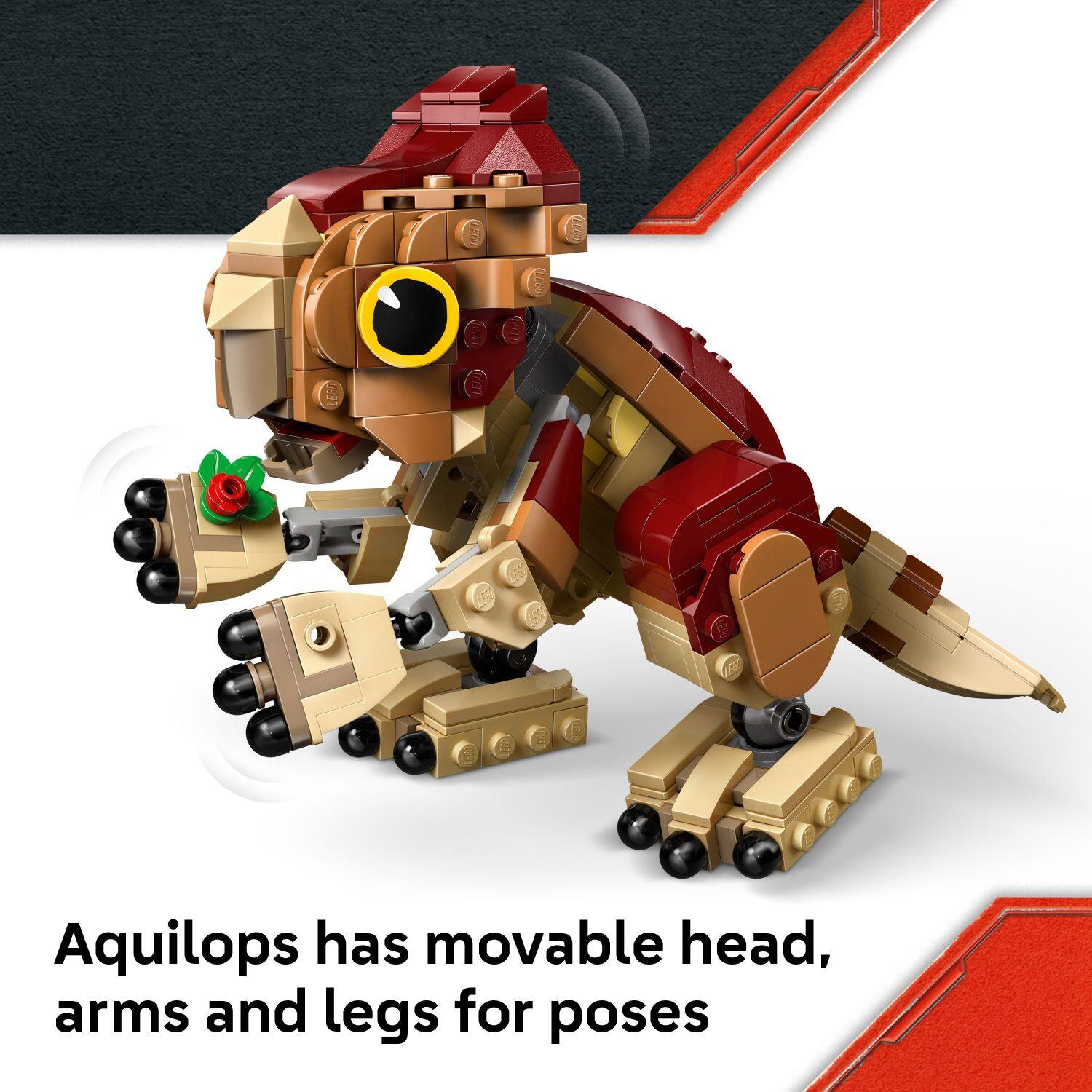 Aquilops has movable head, arms, and legs for poses.