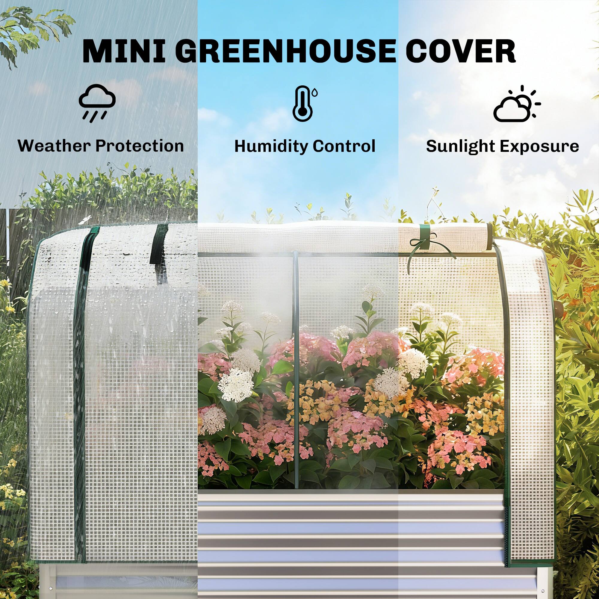 MINI GREENHOUSE COVER

- Weather Protection
- Humidity Control
- Sunlight Exposure