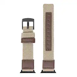 StrapsCo - Rugged Canvas Watch Band Strap For Apple Watch - 40mm/41mm/42mm (Standard) - Tan & Brown (Silver Hardware)