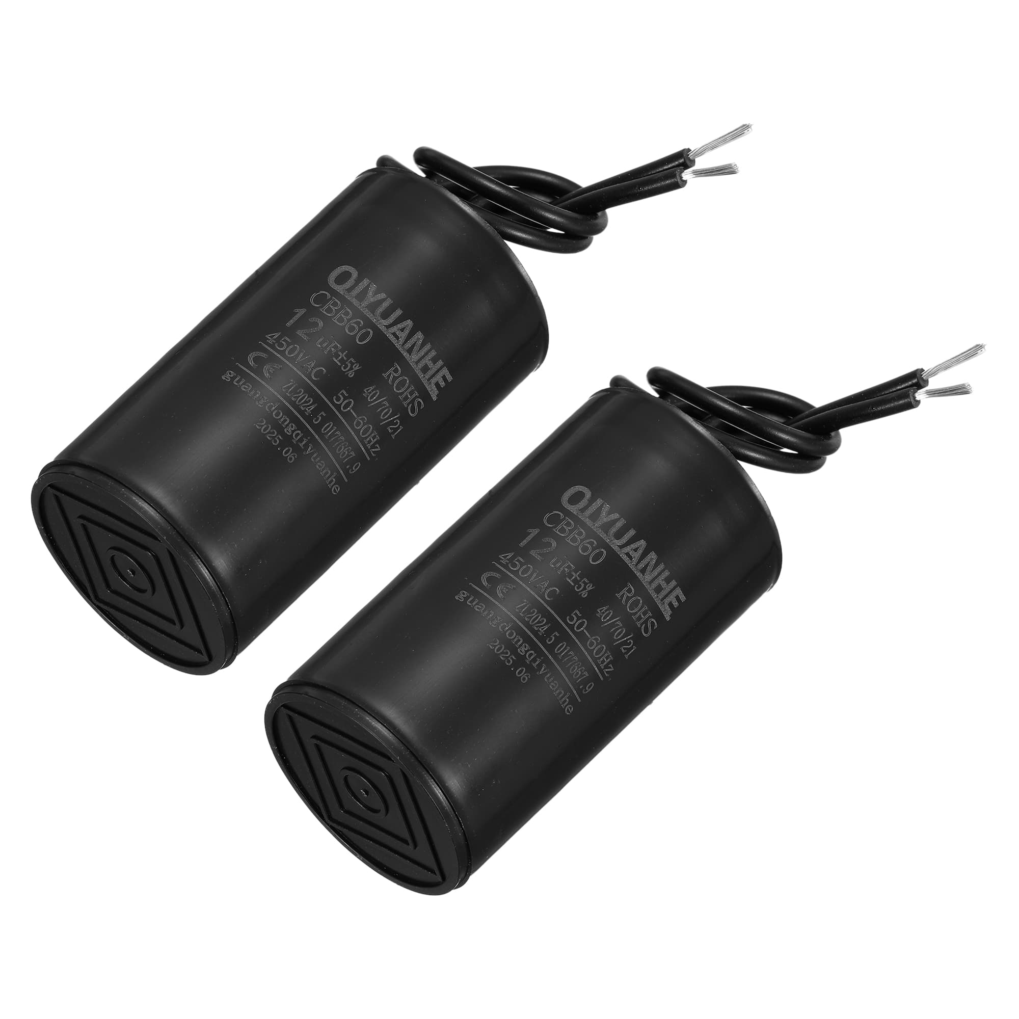 Unique Bargains - 2pcs 12uF CBB60 Run Capacitor, AC 450V 2 Wires 50/60Hz Cylinder 34x60mm for Air Compressor, Water Pump - Black price history on PriceWatchPro