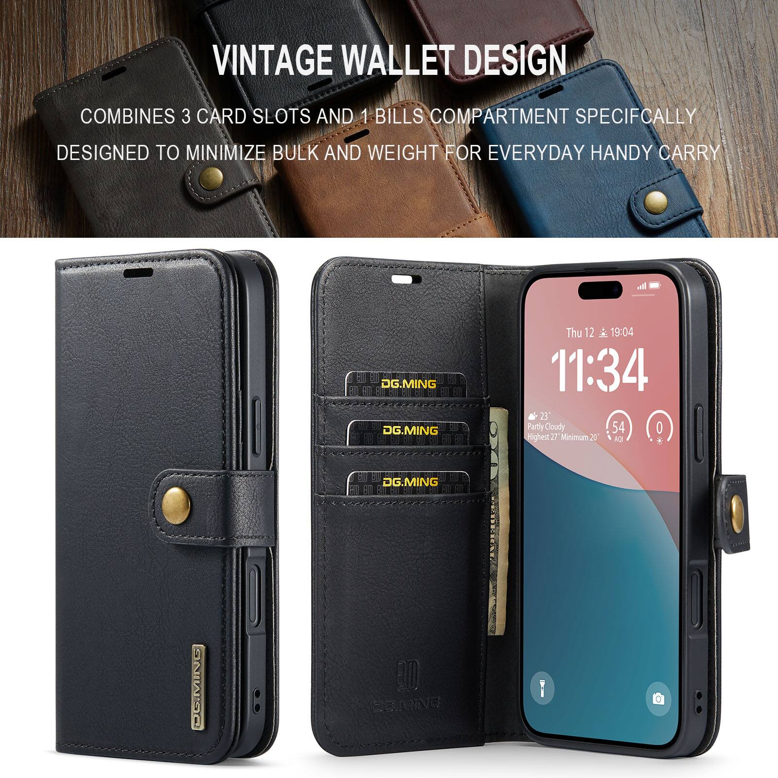 VINTAGE WALLET DESIGN

COMBINES 3 CARD SLOTS AND 1 BILLS COMPARTMENT SPECIFICALLY DESIGNED TO MINIMIZE BULK AND WEIGHT FOR EVERYDAY HANDY CARRY