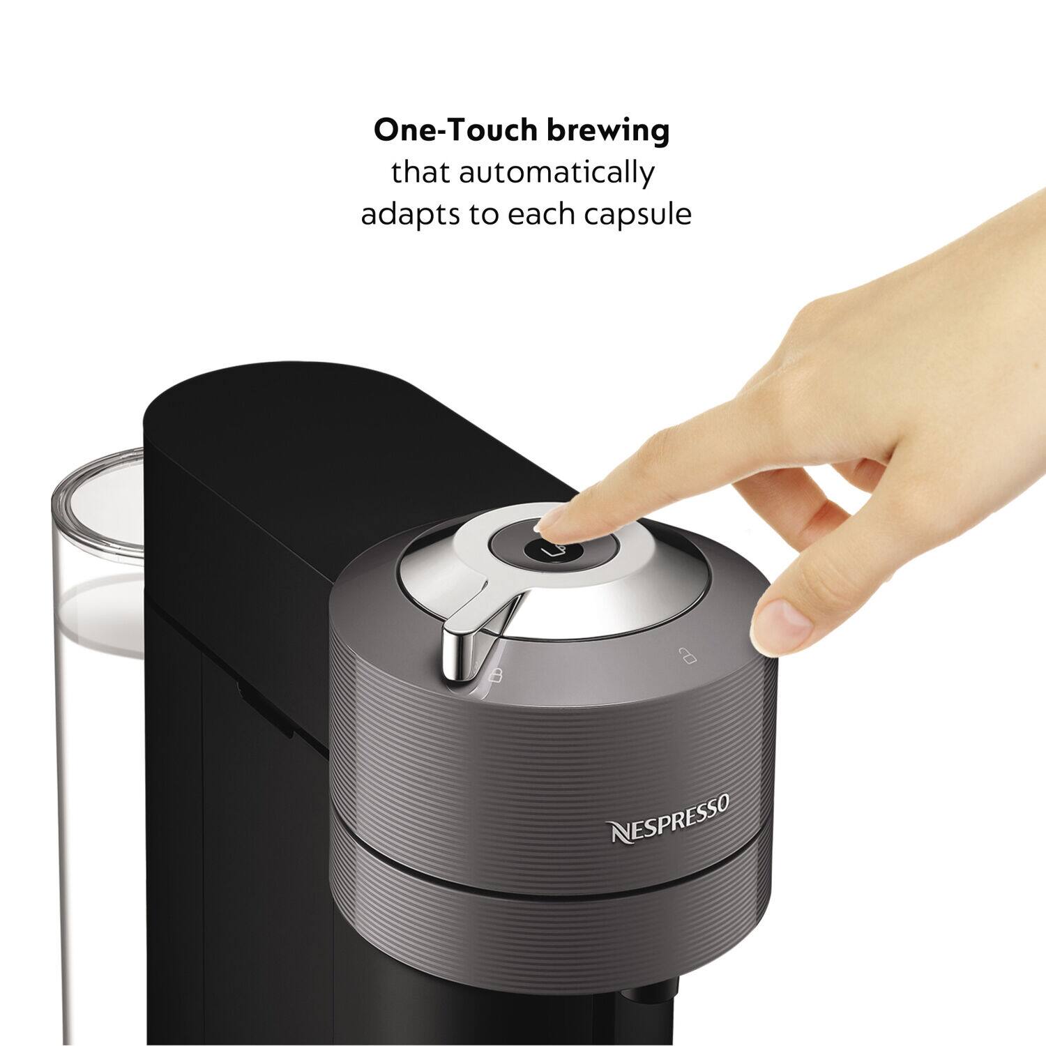 One-Touch brewing that automatically adapts to each capsule, a NESPRESSO