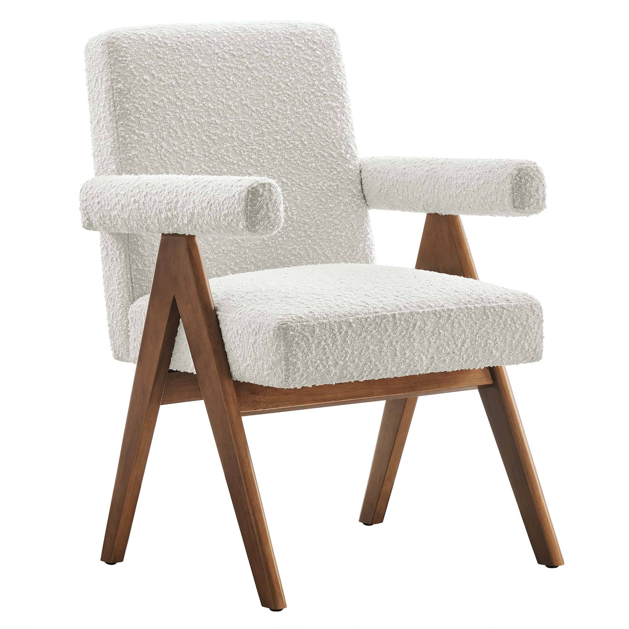 Back. Modway - Lyra Boucle Fabric Dining Room Chair Set of 2 by Modway - White.