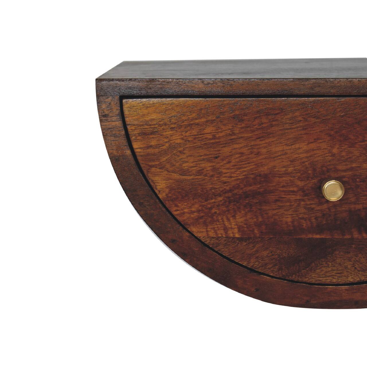 Alt View 1. Artisan Furniture - Artisan Furniture Solid Wood Chestnut Crescent Floating Nightstand, 1 Drawer, Dark Brown - Chestnut.