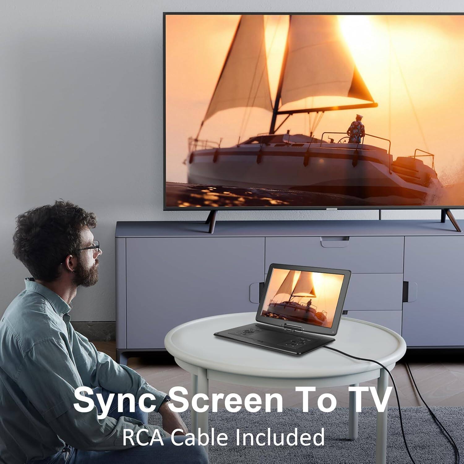 Sync Screen To TV  
RCA Cable Included