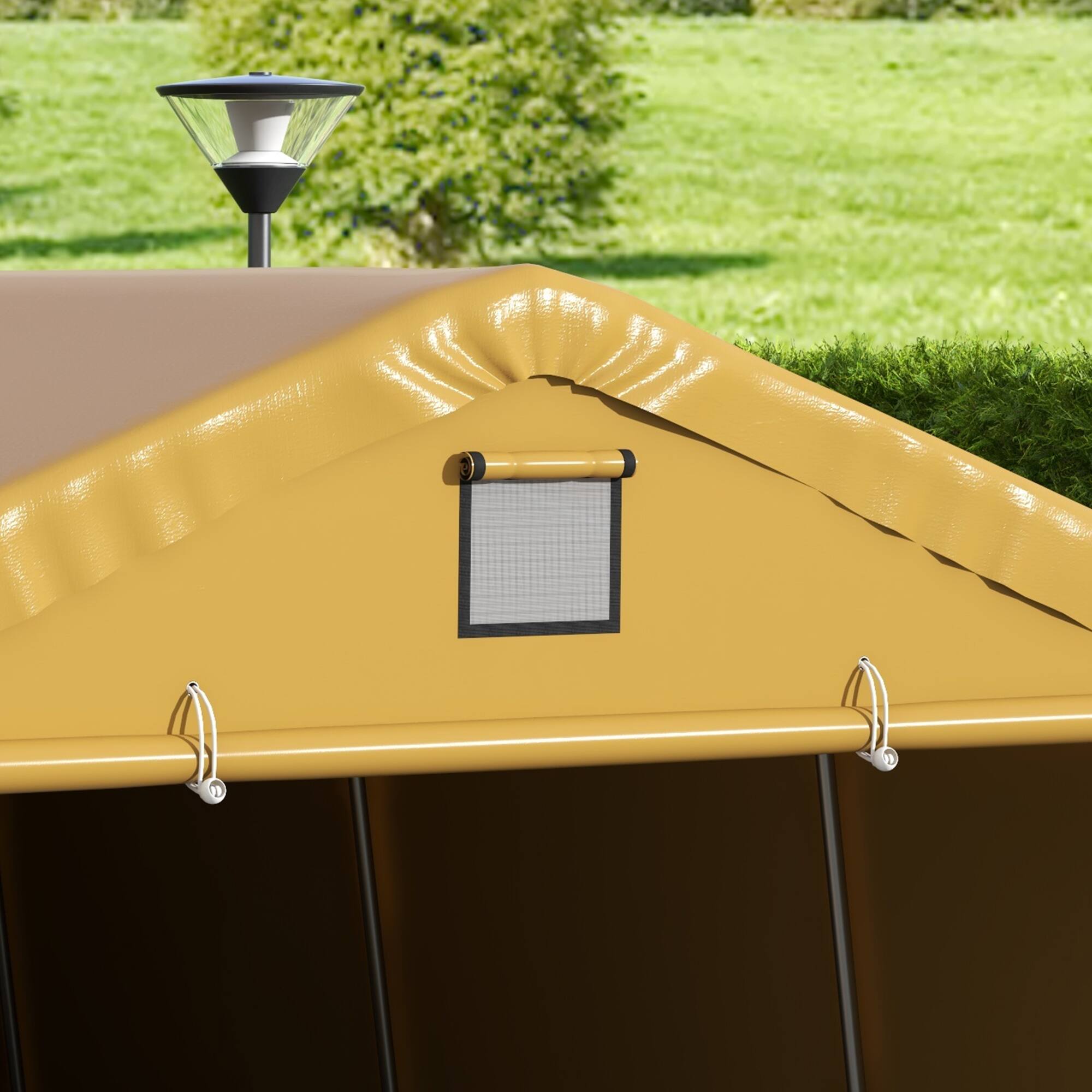 Alt View 8. Outsunny - 12' x 20' Heavy Duty Carport, Portable Garage Canopy Tent with 2 Ventilation Windows and Large Door, for Car - Yellow.