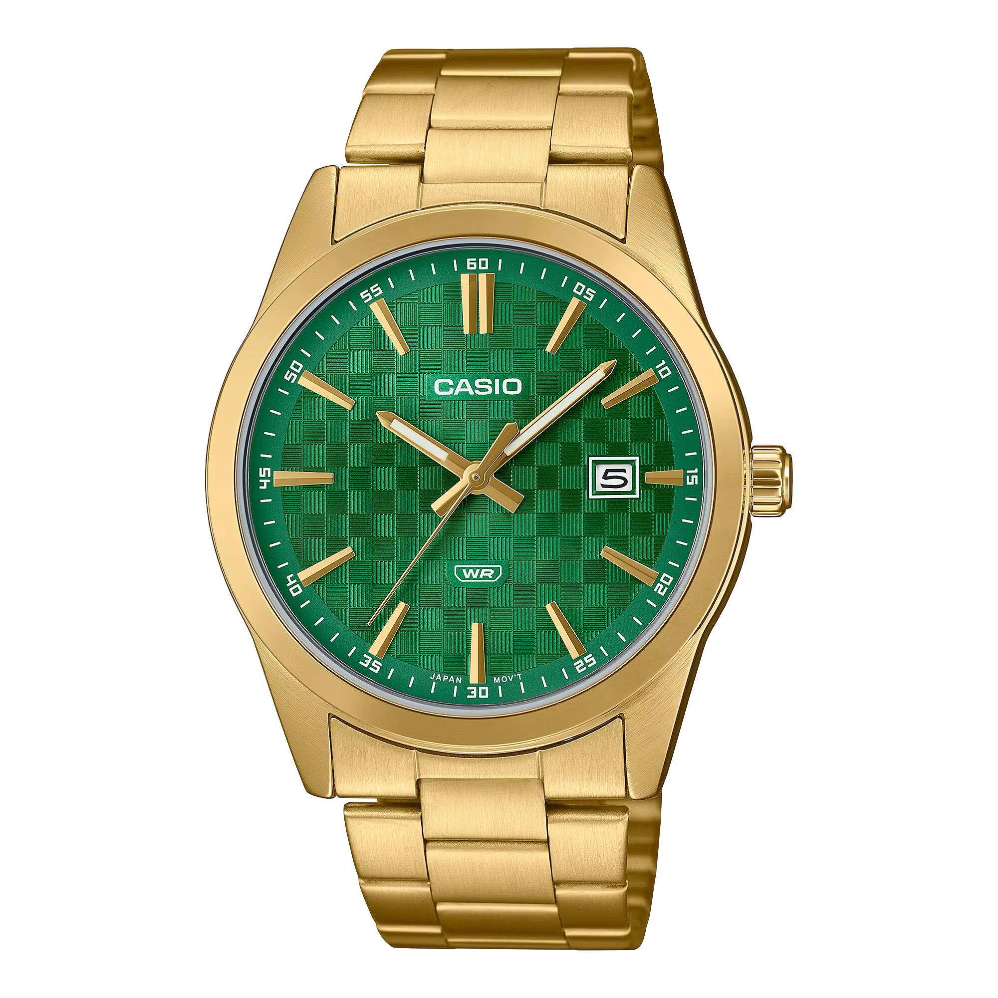 Casio - Men’s Watch with Green Dial - MTP-VD03G-3AUDF - Gold