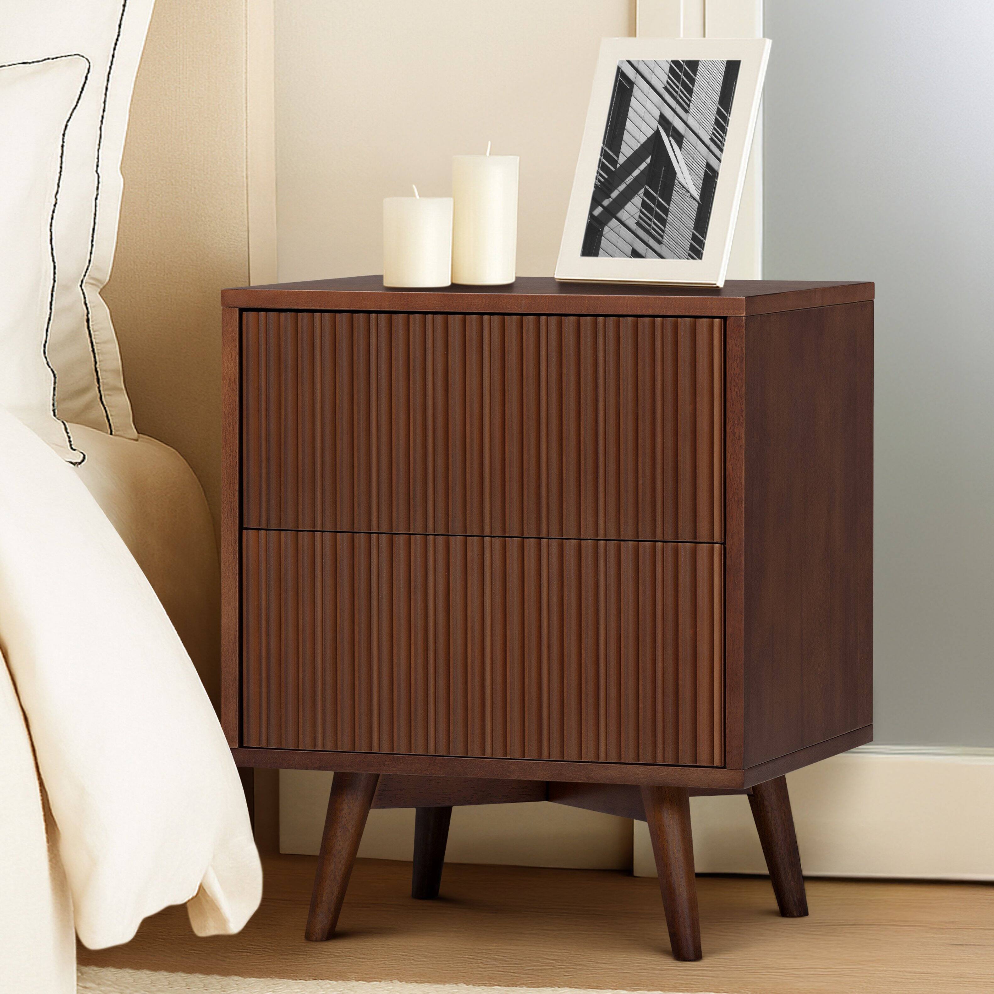 Front. Teamson Home - Teamson Home Tremolo 2-Drawer Nightstand, Walnut - Brown.