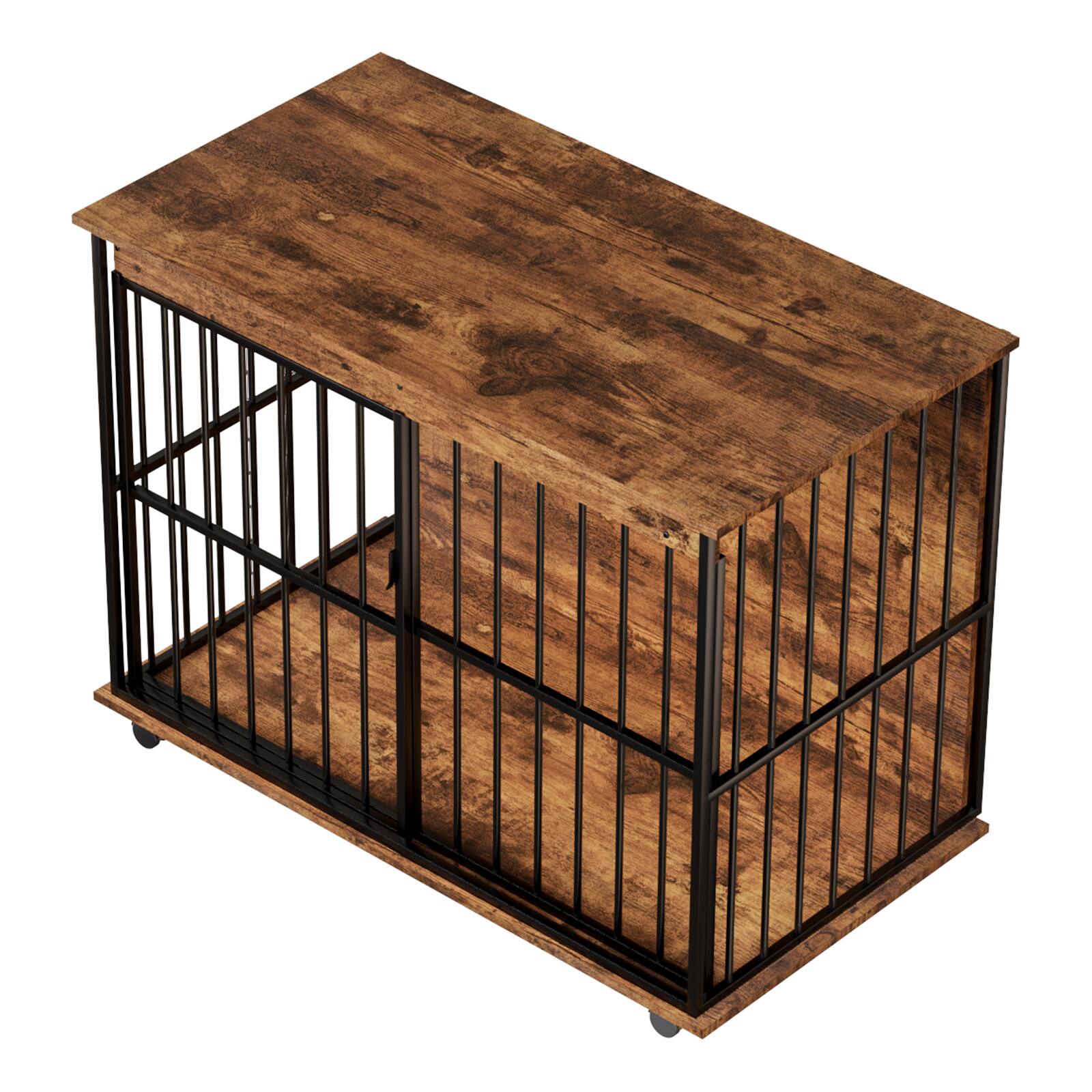 Alt View 1. Siljoy - 43.3" Dog Crate Furniture, MDF & Steel Kennel with Tray, Coffee Table for Large Dogs, 70+ lbs.
