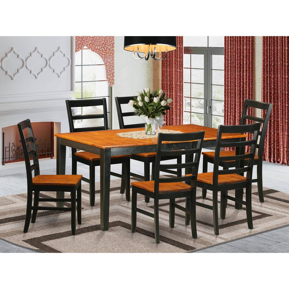 Back. East West Furniture - 7 PC Table set-Dining Table and 6 Dining Chairs - Black & Cherry.