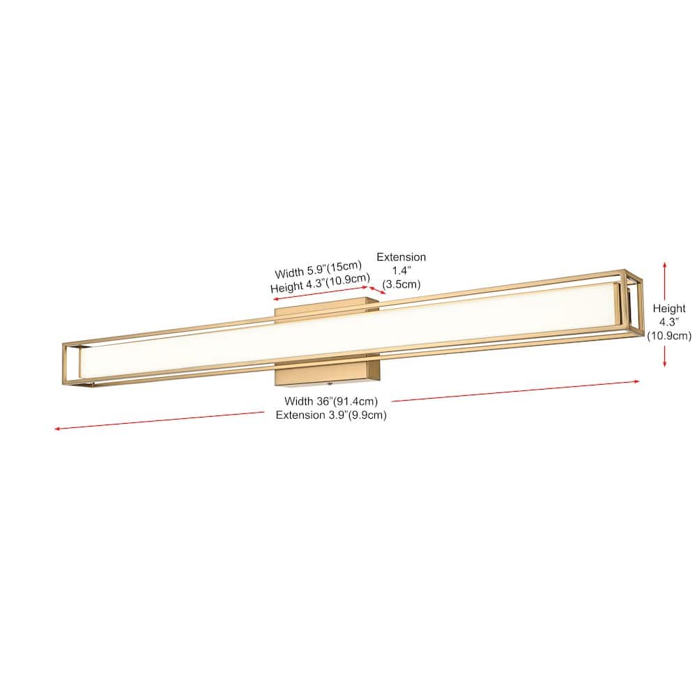 Living District - Aden 36 Inch Led Wall Sconce In - Satin Gold price history on PriceWatchPro