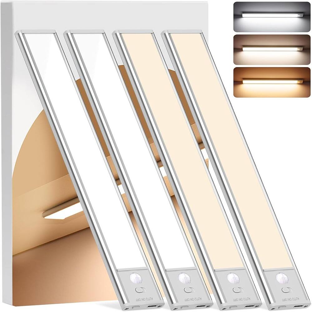 ACJPR - 4-Pack Under Cabinet LED Lights, Wireless, Motion Sensor, 3 Color Temps