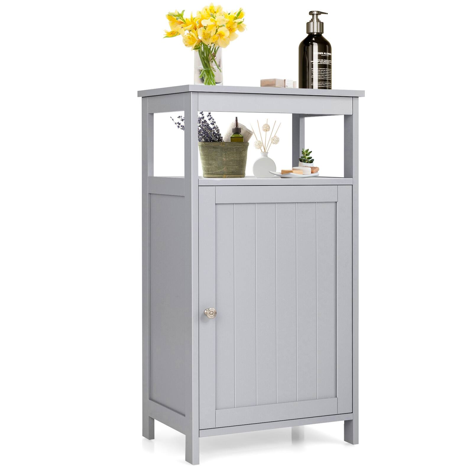 Ecooso - Bathroom Floor Storage Cabinet with Multi-Tier Storage Rack, Space-Saving Organizer - Gray