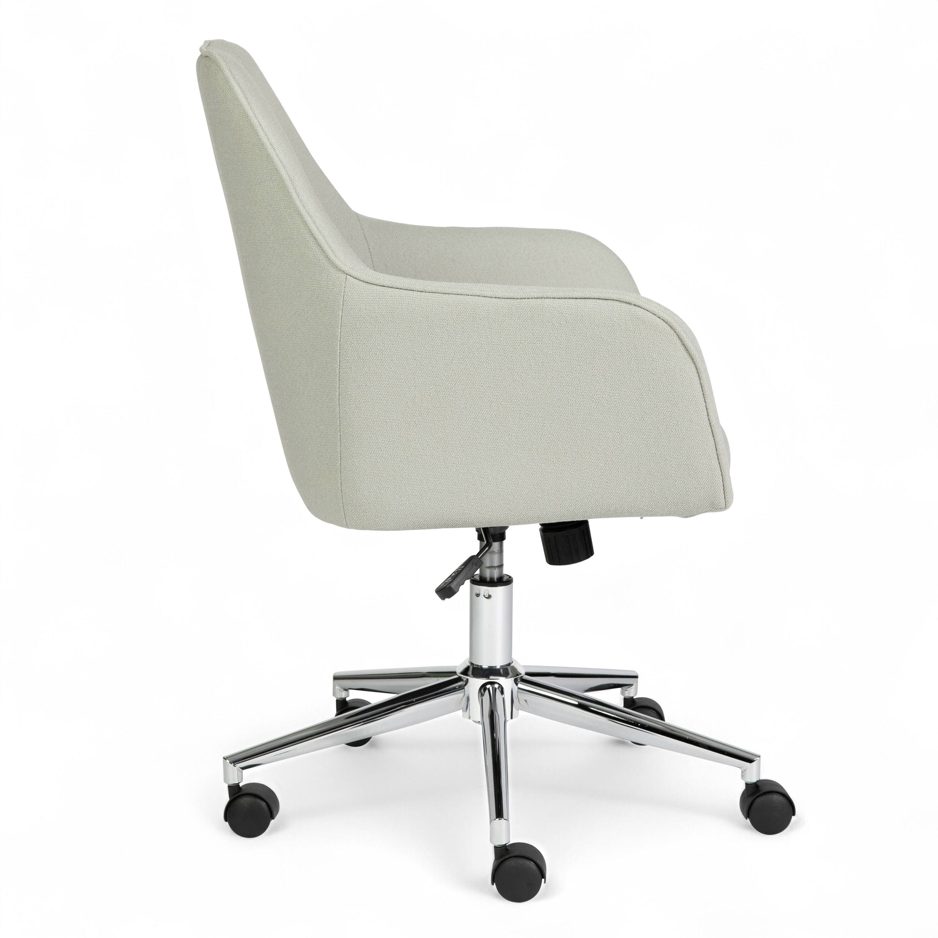 Alt View 9. Martha Stewart - Rayna Upholstered Swivel Home Office Chair with Flared Arms - Light Gray Fabric/Polished Nickel Frame.