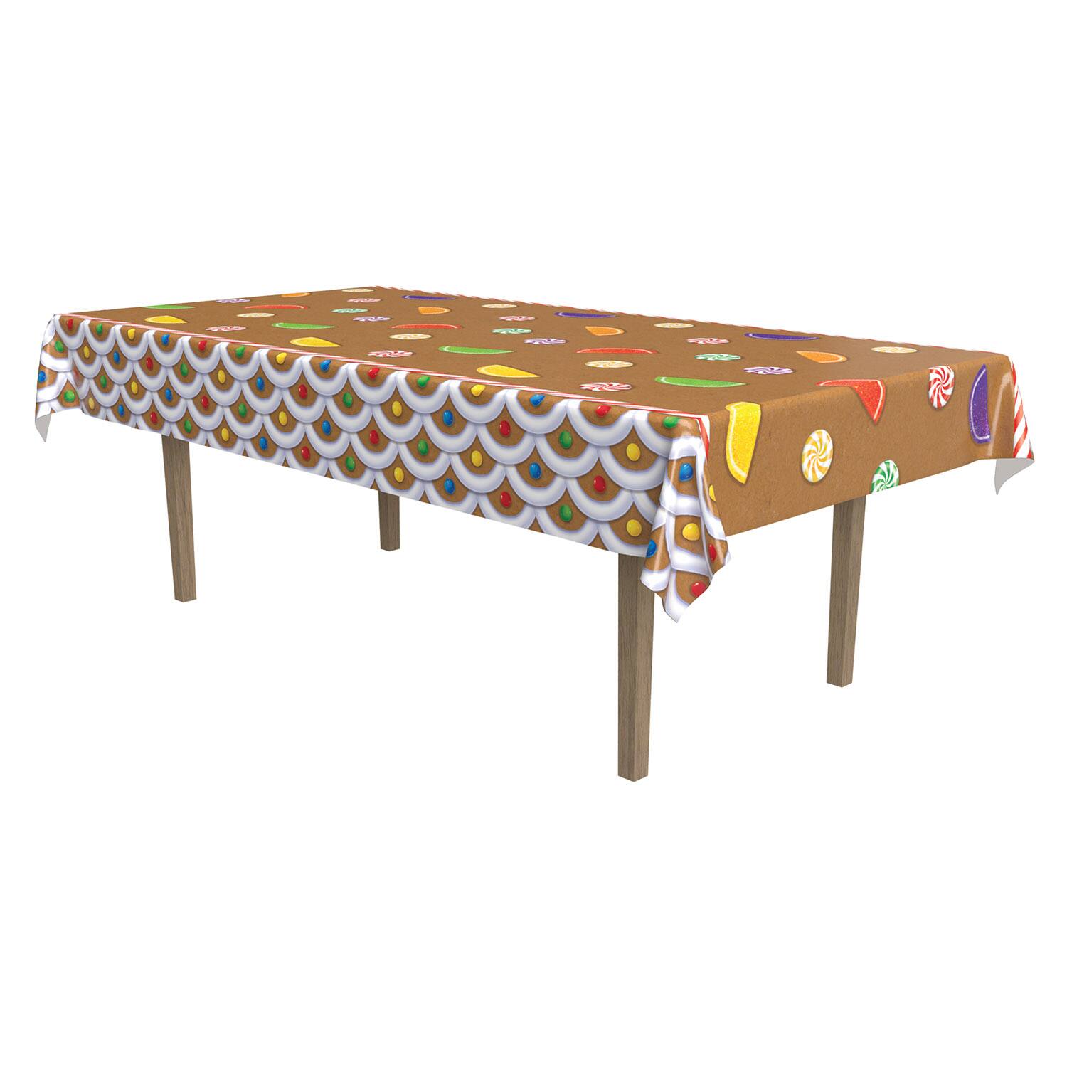Front. The Beistle Company - Gingerbread House Tablecover (Pack of 12) - Multicolor.