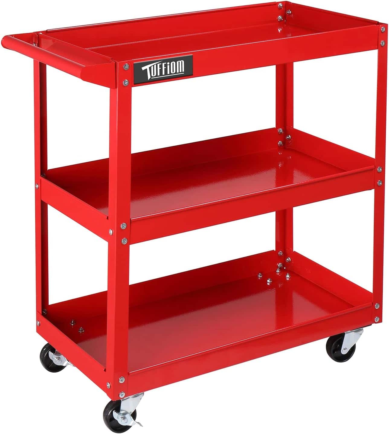 Winado - 3 Shelves Rolling Tool Cart with Wheels for Warehouse & Repair Shop Service Cart - Red