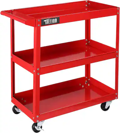 Front. Winado - 3 Shelves Rolling Tool Cart Service Cart Utility Cart Tool Storage Organizer with Wheels for Warehouse & Repair Shop New - Red.