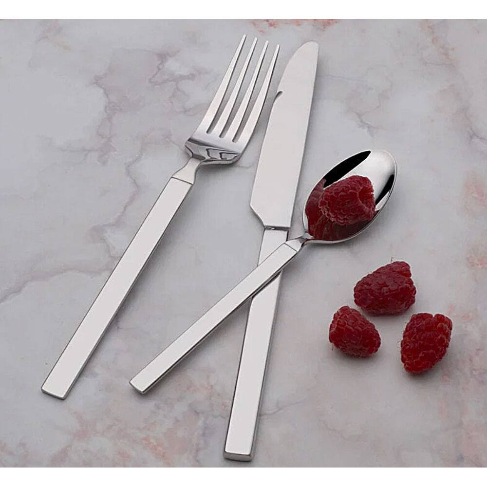 Left. Mikasa - Arlo 24 Piece Flatware Set, Service for 8 - Silver.